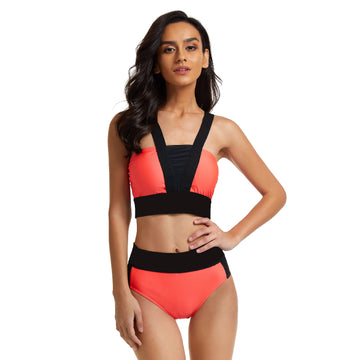 Women's Swimwear Sexy Bikini Halter Top with High Waist Bottom